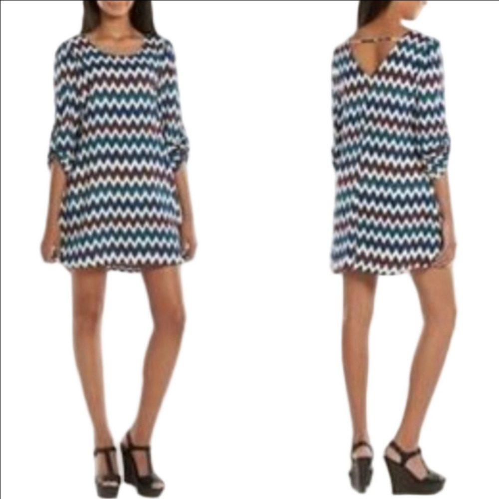 Women's Speechless Dress Size XL White Blue Chevron Print